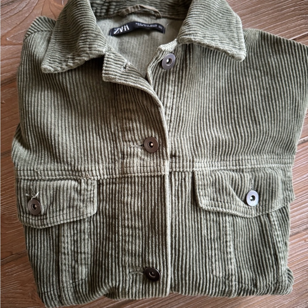 Zara Khaki Corduroy Outerwear